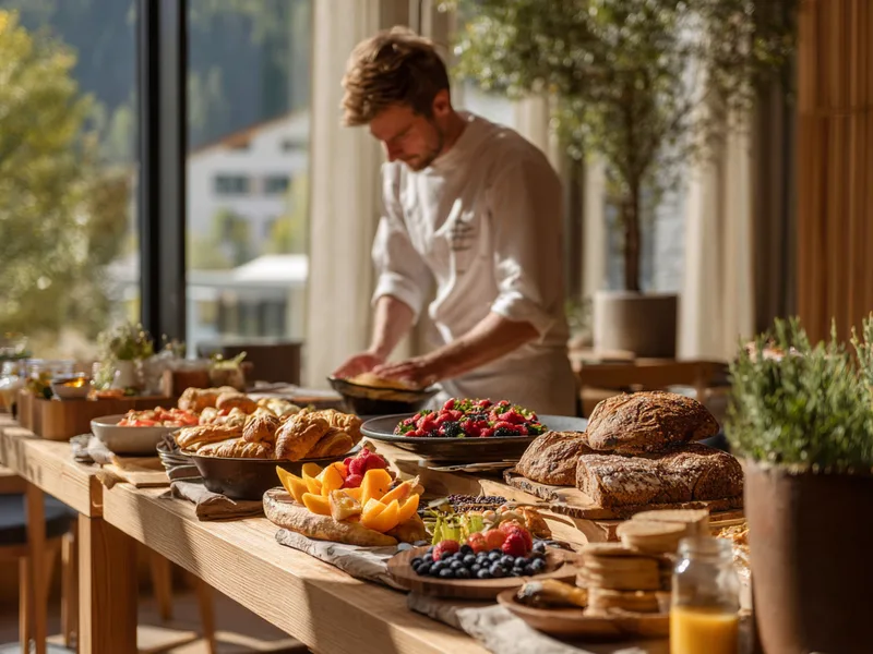 Frühstücksbuffet wird vorbereitet