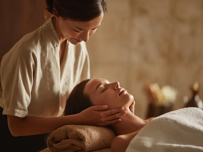 Kopfmassage bei einer Wellness-Behandlung